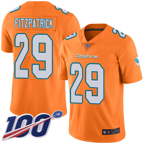 Nike Miami Dolphins #29 Minkah Fitzpatrick Orange Youth Stitched NFL Limited Rush 100th Season Jersey->youth nfl jersey->Youth Jersey